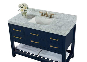 Ancerre Designs Vanity Ancerre Designs VTSM-ELIZABETH-48-HB-CW-GD  Elizabeth 48 in.Bath Vanity Set in Heritage Blue with 28 in. Mirror