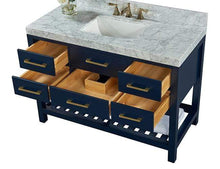 Load image into Gallery viewer, Ancerre Designs Vanity Ancerre Designs VTSM-ELIZABETH-48-HB-CW-GD  Elizabeth 48 in.Bath Vanity Set in Heritage Blue with 28 in. Mirror