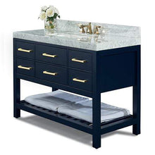 Load image into Gallery viewer, Ancerre Designs Vanity Ancerre Designs VTSM-ELIZABETH-48-HB-CW-GD  Elizabeth 48 in.Bath Vanity Set in Heritage Blue with 28 in. Mirror
