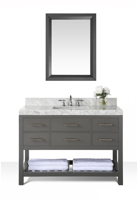 Ancerre Designs Vanity Ancerre Designs VTSM-ELIZABETH-48-SG-CW  Elizabeth 48 in. Bath Vanity Set in Sapphire Gray with 28 in. Mirror