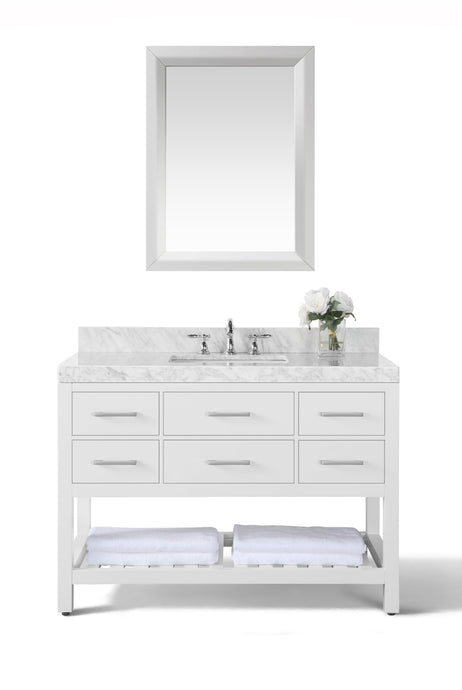 Ancerre Designs Vanity Ancerre Designs VTSM-ELIZABETH-48-W-CW  Elizabeth 48 in.Bath Vanity Set in White with 28 in. Mirror