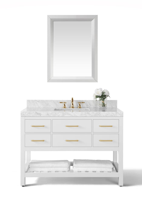 Ancerre Designs Vanity Ancerre Designs VTSM-ELIZABETH-48-W-CW-GD  Elizabeth 48 in.Bath Vanity Set in White with 28 in. Mirror