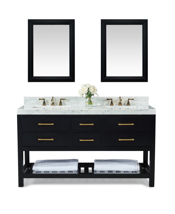 Ancerre Designs Vanity Ancerre Designs VTSM-ELIZABETH-60-BO-CW-GD  Elizabeth 60 in. Bath Vanity Set in Black Onyx with  24 in. Mirrors
