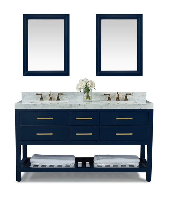 Ancerre Designs Vanity Ancerre Designs VTSM-ELIZABETH-60-HB-CW-GD  Elizabeth 60 in. Bath Vanity Set in Heritage Blue with 24 in. Mirrors