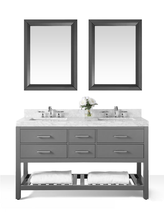 Ancerre Designs Vanity Ancerre Designs VTSM-ELIZABETH-60-SG-CW  Elizabeth 60 in. Bath Vanity Set in Sapphire Gray with 24 in. Mirror