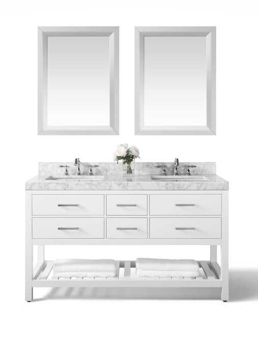 Ancerre Designs Vanity Ancerre Designs VTSM-ELIZABETH-60-W-CW  Elizabeth 60 in. Bath Vanity Set in White with 24 in. Mirror