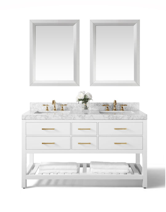 Ancerre Designs Vanity Ancerre Designs VTSM-ELIZABETH-60-W-CW-GD  Elizabeth 60 in. Bath Vanity Set in White with 24 in. Mirrors