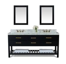 Load image into Gallery viewer, Ancerre Designs Vanity Ancerre Designs VTSM-ELIZABETH-72-BO-CW-GD  Elizabeth 72 in. Bath Vanity Set in Black Onyx with 24 in. Mirrors