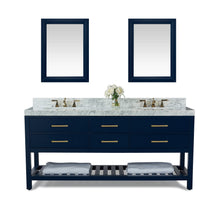 Load image into Gallery viewer, Ancerre Designs Vanity Ancerre Designs VTSM-ELIZABETH-72-HB-CW-GD  Elizabeth 72 in. Bath Vanity Set in Heritage Blue with 24 in. Mirrors
