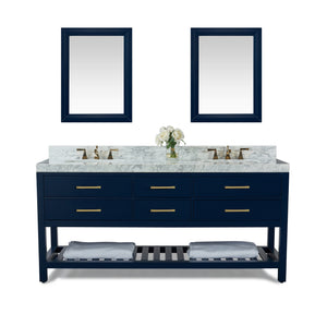 Ancerre Designs Vanity Ancerre Designs VTSM-ELIZABETH-72-HB-CW-GD  Elizabeth 72 in. Bath Vanity Set in Heritage Blue with 24 in. Mirrors