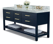 Load image into Gallery viewer, Ancerre Designs Vanity Ancerre Designs VTSM-ELIZABETH-72-HB-CW-GD  Elizabeth 72 in. Bath Vanity Set in Heritage Blue with 24 in. Mirrors