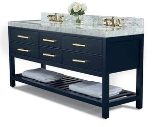 Ancerre Designs Vanity Ancerre Designs VTSM-ELIZABETH-72-HB-CW-GD  Elizabeth 72 in. Bath Vanity Set in Heritage Blue with 24 in. Mirrors