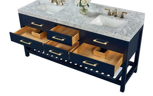 Ancerre Designs Vanity Ancerre Designs VTSM-ELIZABETH-72-HB-CW-GD  Elizabeth 72 in. Bath Vanity Set in Heritage Blue with 24 in. Mirrors
