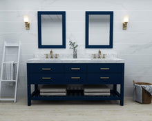 Load image into Gallery viewer, Ancerre Designs Vanity Ancerre Designs VTSM-ELIZABETH-72-HB-CW-GD  Elizabeth 72 in. Bath Vanity Set in Heritage Blue with 24 in. Mirrors