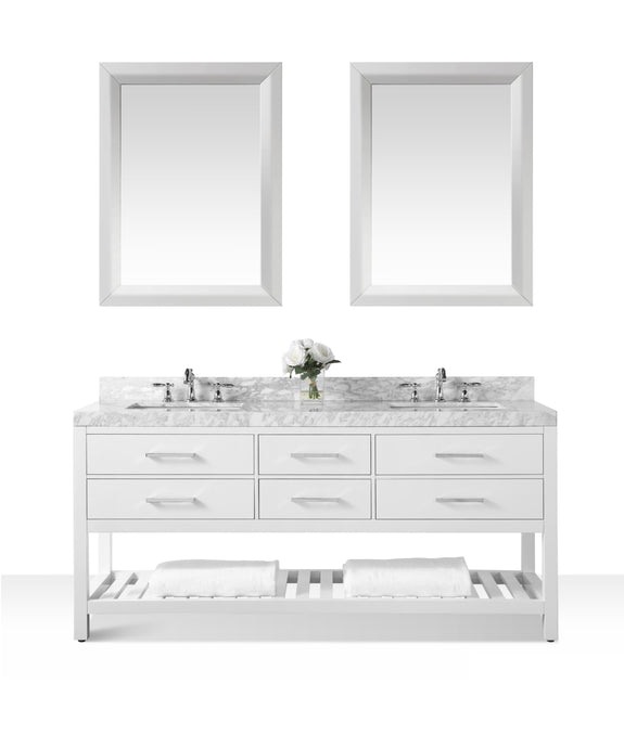 Ancerre Designs Vanity Ancerre Designs VTSM-ELIZABETH-72-W-CW  Elizabeth 72 in. Bath Vanity Set in White with 24 in. Mirror