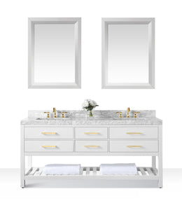 Ancerre Designs Vanity Ancerre Designs VTSM-ELIZABETH-72-W-CW-GD  Elizabeth 72 in. Bath Vanity Set in White with 24 in. Mirrors