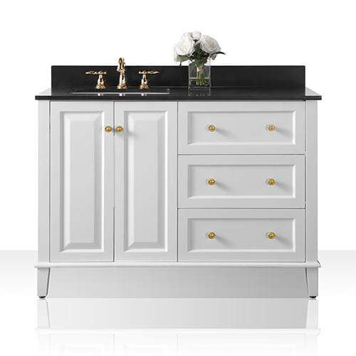 Ancerre Designs Vanity Ancerre Designs VTSM-HANNAH-48-L-W-B-GD Hannah 48 in. Off Centered Left Bath Vanity Set in White