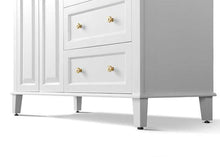 Load image into Gallery viewer, Ancerre Designs Vanity Ancerre Designs VTSM-HANNAH-48-L-W-B-GD Hannah 48 in. Off Centered Left Bath Vanity Set in White