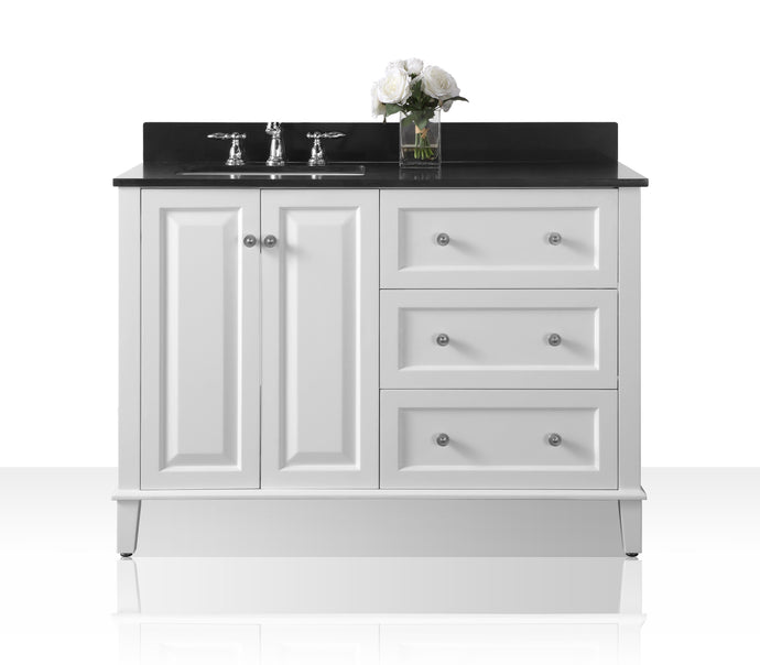 Ancerre Designs Vanity Ancerre Designs VTSM-HANNAH-48-L-W-B Hannah 48 in. Off Centered Left Bath Vanity Set in White
