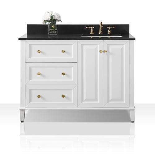 Ancerre Designs Vanity Ancerre Designs VTSM-HANNAH-48-R-W-B-GD Hannah 48 in. Off Centered Right Bath Vanity Set in White
