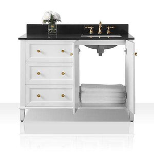 Ancerre Designs Vanity Ancerre Designs VTSM-HANNAH-48-R-W-B-GD Hannah 48 in. Off Centered Right Bath Vanity Set in White