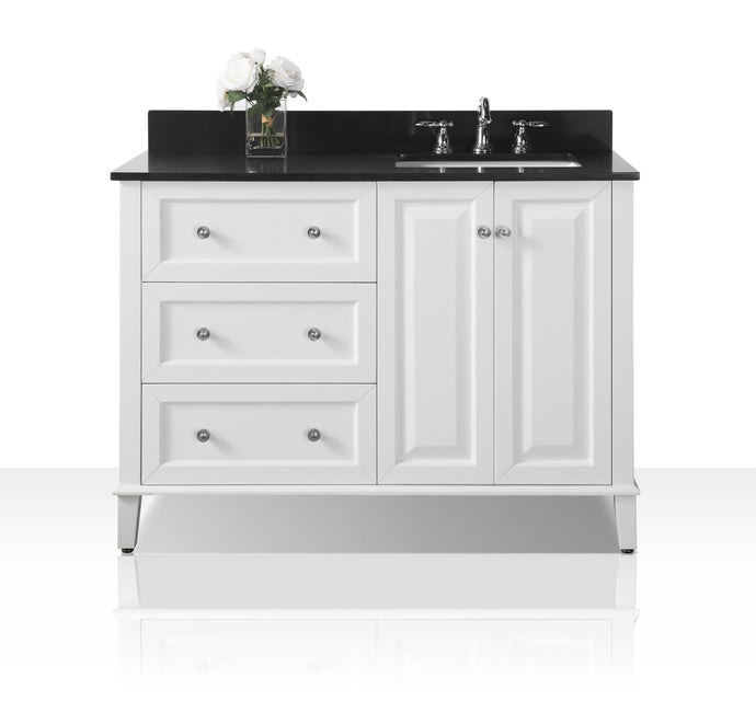 Ancerre Designs Vanity Ancerre Designs VTSM-HANNAH-48-R-W-B Hannah 48 in. Off Centered Right Bath Vanity Set in White