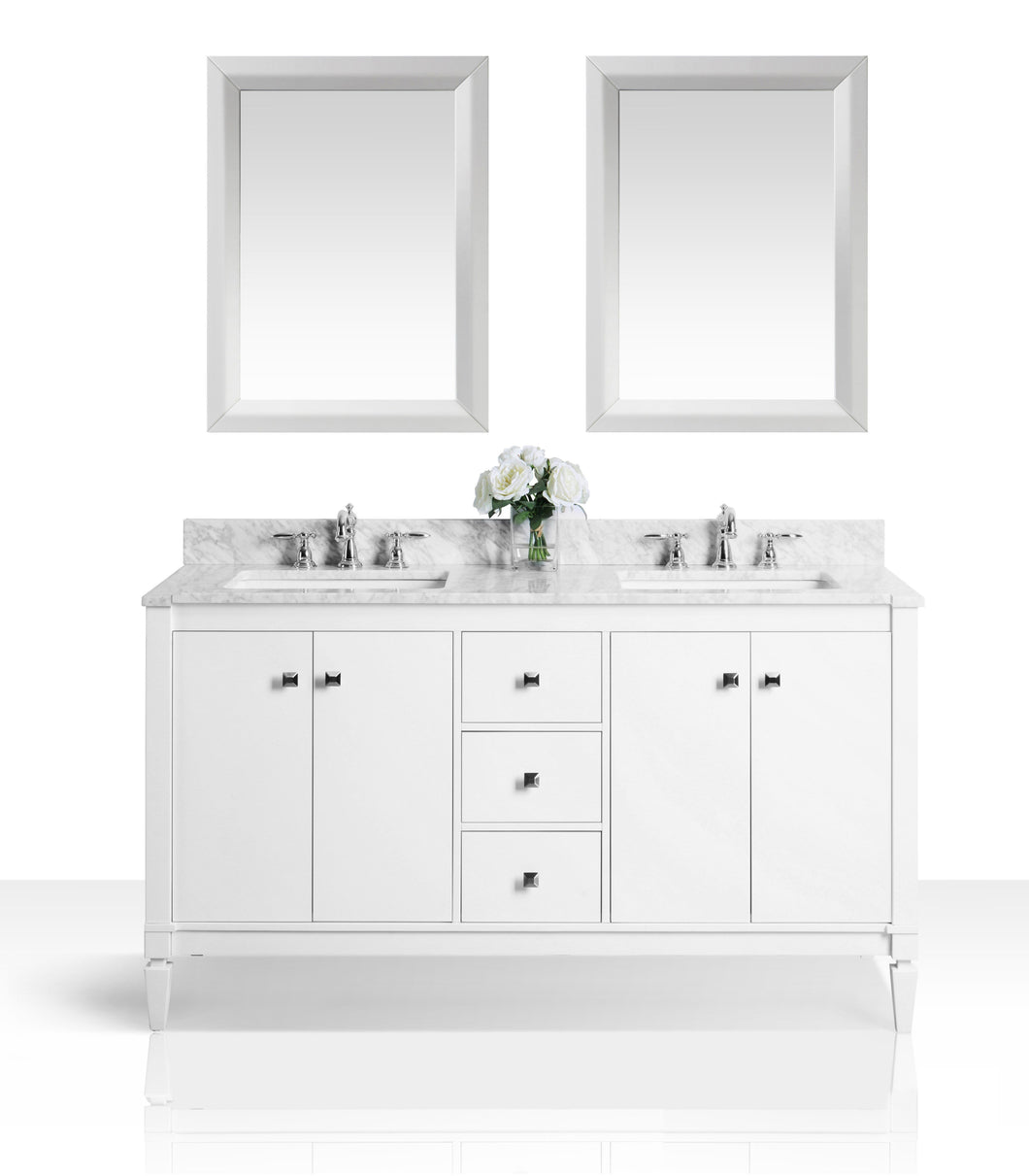 Ancerre Designs Vanity Ancerre Designs VTSM-KAYLEIGH-60-W-CW  Kayleigh 60 in. Bath Vanity Set in White with 24 in. Mirror