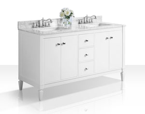 Ancerre Designs Vanity Ancerre Designs VTSM-KAYLEIGH-60-W-CW  Kayleigh 60 in. Bath Vanity Set in White with 24 in. Mirror