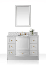 Load image into Gallery viewer, Ancerre Designs Vanity Ancerre Designs VTSM-LAUREN-48-W-CW-GD Lauren 48 in. Bath Vanity Set in White with 28 in. Mirror