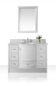 Ancerre Designs Vanity Ancerre Designs VTSM-LAUREN-48-W-CW Lauren 48 in. Bath Vanity Set in White with 28 in. Mirror