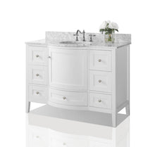 Load image into Gallery viewer, Ancerre Designs Vanity Ancerre Designs VTSM-LAUREN-48-W-CW Lauren 48 in. Bath Vanity Set in White with 28 in. Mirror