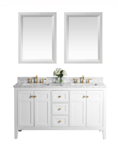 Ancerre Designs Vanity Ancerre Designs VTSM-MAILI-60-W-CW-GD  Maili 60 in. Bath Vanity Set in White with 24 in. Mirrors