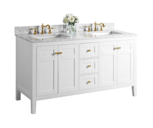 Load image into Gallery viewer, Ancerre Designs Vanity Ancerre Designs VTSM-MAILI-60-W-CW-GD  Maili 60 in. Bath Vanity Set in White with 24 in. Mirrors