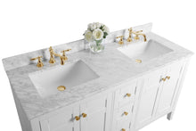 Load image into Gallery viewer, Ancerre Designs Vanity Ancerre Designs VTSM-MAILI-60-W-CW-GD  Maili 60 in. Bath Vanity Set in White with 24 in. Mirrors