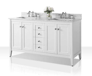 Ancerre Designs Vanity Ancerre Designs VTSM-SHELTON-60-W-CW   Shelton 60 in. Bath Vanity Set in White with 24 in. Mirror