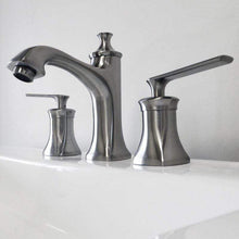 Load image into Gallery viewer, Bellaterra Home Bathroom Faucets Brushed Nickel $212.00 Bellaterra Home Aversa Double Handle Widespread Bathroom Faucet with Drain Assembly