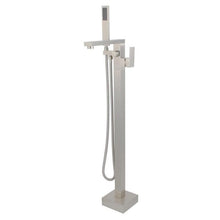 Load image into Gallery viewer, Bellaterra Home Bathroom Faucets Brushed Nickel $498.00 Bellaterra Home Single-Handle Floor-Mount Freestanding Tub Faucet with Hand Shower