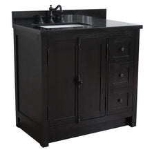 Load image into Gallery viewer, Bellaterra Home Vanity BellaTerra 37&quot; Single vanity in Brown Ash finish with Black galaxy top and rectangle sink - Left doors/Left sink 400100-37L-BA-BGR