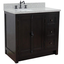Load image into Gallery viewer, Bellaterra Home Vanity BellaTerra 37&quot; Single vanity in Brown Ash finish with Gray granite top and oval sink - Left doors/Left sink 400100-37L-BA-GYO