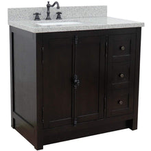 Load image into Gallery viewer, Bellaterra Home Vanity BellaTerra 37&quot; Single vanity in Brown Ash finish with Gray granite top and rectangle sink - Left doors/Left sink 400100-37L-BA-GYR