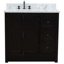 Load image into Gallery viewer, Bellaterra Home Vanity BellaTerra 37&quot; Single vanity in Brown Ash finish with White Carrara top and oval sink - Left doors/Left sink 400100-37L-BA-WMO