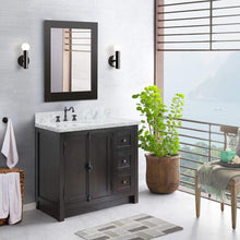 Load image into Gallery viewer, Bellaterra Home Vanity BellaTerra 37&quot; Single vanity in Brown Ash finish with White Carrara top and oval sink - Left doors/Left sink 400100-37L-BA-WMO