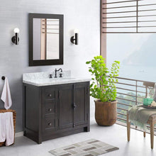 Load image into Gallery viewer, Bellaterra Home Vanity BellaTerra 37&quot; Single vanity in Brown Ash finish with White Carrara top and oval sink - Right doors/Right sink 400100-37R-BA-WMO