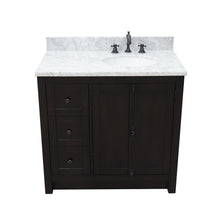 Load image into Gallery viewer, Bellaterra Home Vanity BellaTerra 37&quot; Single vanity in Brown Ash finish with White Carrara top and oval sink - Right doors/Right sink 400100-37R-BA-WMO