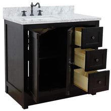 Load image into Gallery viewer, Bellaterra Home Vanity BellaTerra 37&quot; Single vanity in Brown Ash finish with White Carrara top and rectangle sink - Left doors/Left sink 400100-37L-BA-WMR