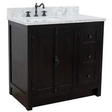 Load image into Gallery viewer, Bellaterra Home Vanity BellaTerra 37&quot; Single vanity in Brown Ash finish with White Carrara top and rectangle sink - Left doors/Left sink 400100-37L-BA-WMR