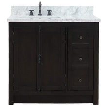 Load image into Gallery viewer, Bellaterra Home Vanity BellaTerra 37&quot; Single vanity in Brown Ash finish with White Carrara top and rectangle sink - Left doors/Left sink 400100-37L-BA-WMR