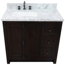 Load image into Gallery viewer, Bellaterra Home Vanity BellaTerra 37&quot; Single vanity in Brown Ash finish with White Carrara top and rectangle sink - Left doors/Left sink 400100-37L-BA-WMR