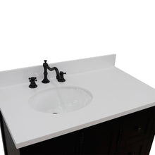 Load image into Gallery viewer, Bellaterra Home Vanity BellaTerra 37&quot; Single vanity in Brown Ash finish with White quartz top and oval sink - Left doors/Left sink 400100-37L-BA-WEO