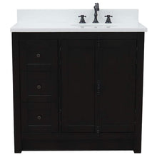 Load image into Gallery viewer, Bellaterra Home Vanity BellaTerra 37&quot; Single vanity in Brown Ash finish with White quartz top and oval sink - Right doors/Right sink 400100-37R-BA-WEO